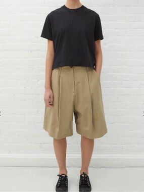 Studio Nicholson Wide Leg Pleated Culotte Shorts Beige Women's Size 3